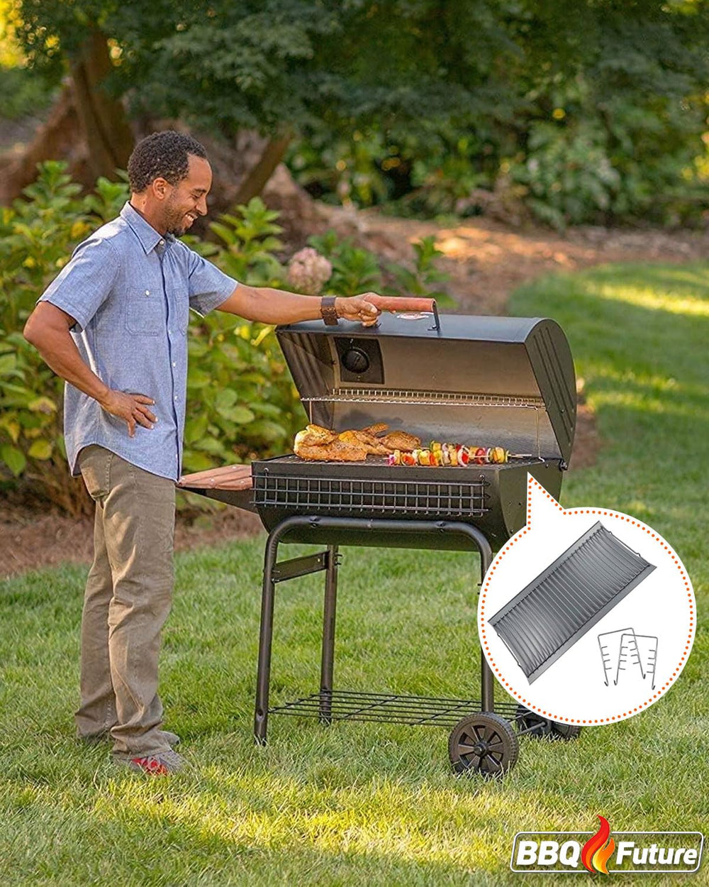 MixRBBQ ash pan showing no-mess performance in action