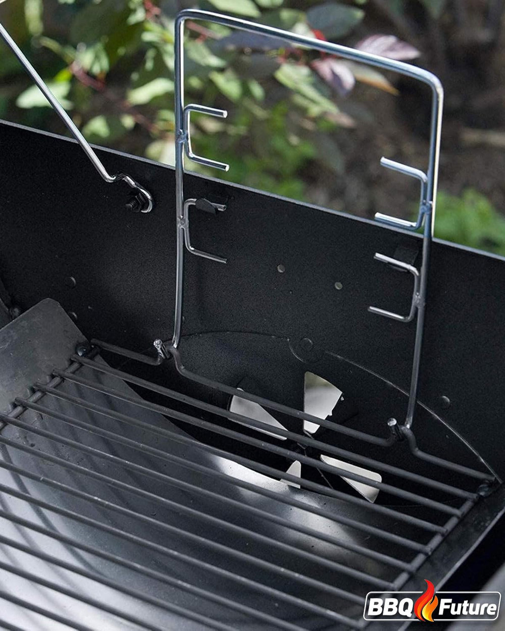 MixRBBQ ash pan with a clean and tidy grill setup
