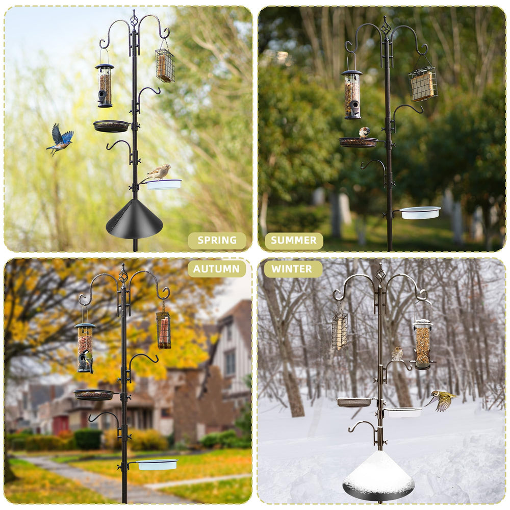 MIXXIDEA Bird Feeder Pole Kit bronze colour with garden backdrop