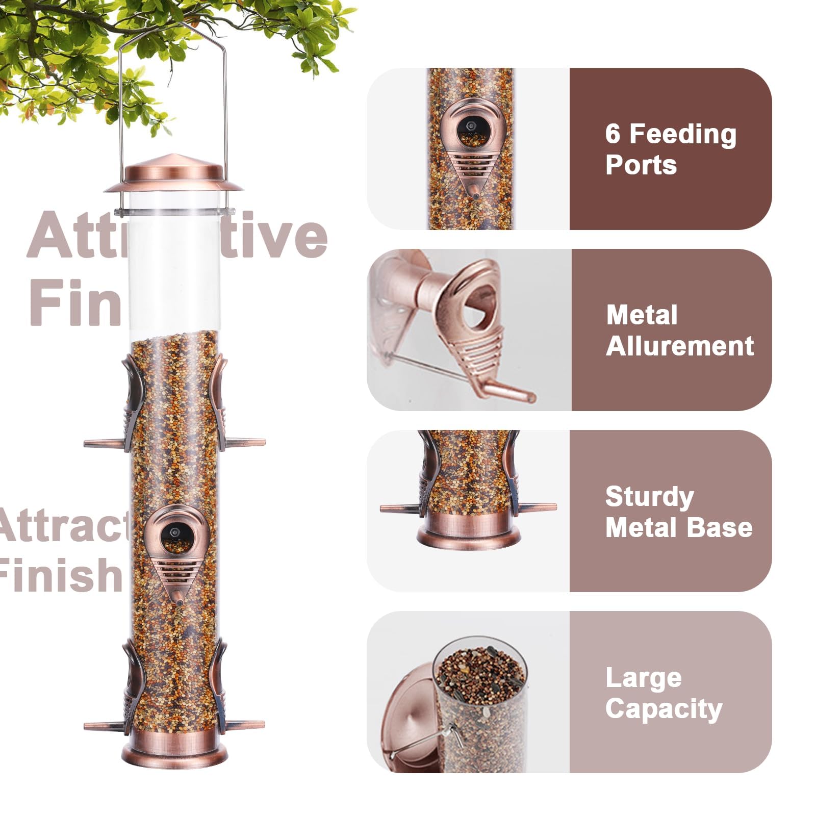 MIXXIDEA Bird Feeder showing transparent tube and lid