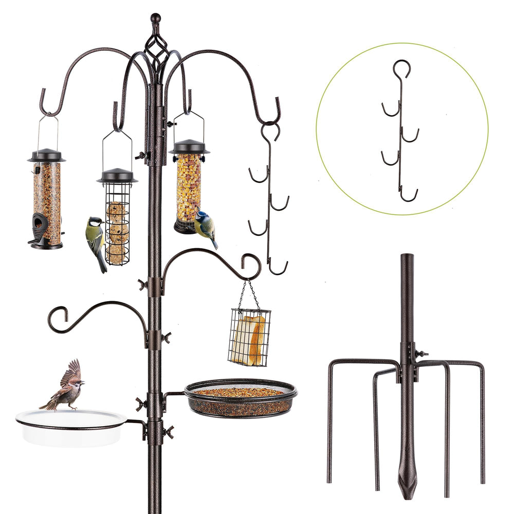 MIXXIDEA Bird Feeder Station 94 inch bronze with feeders