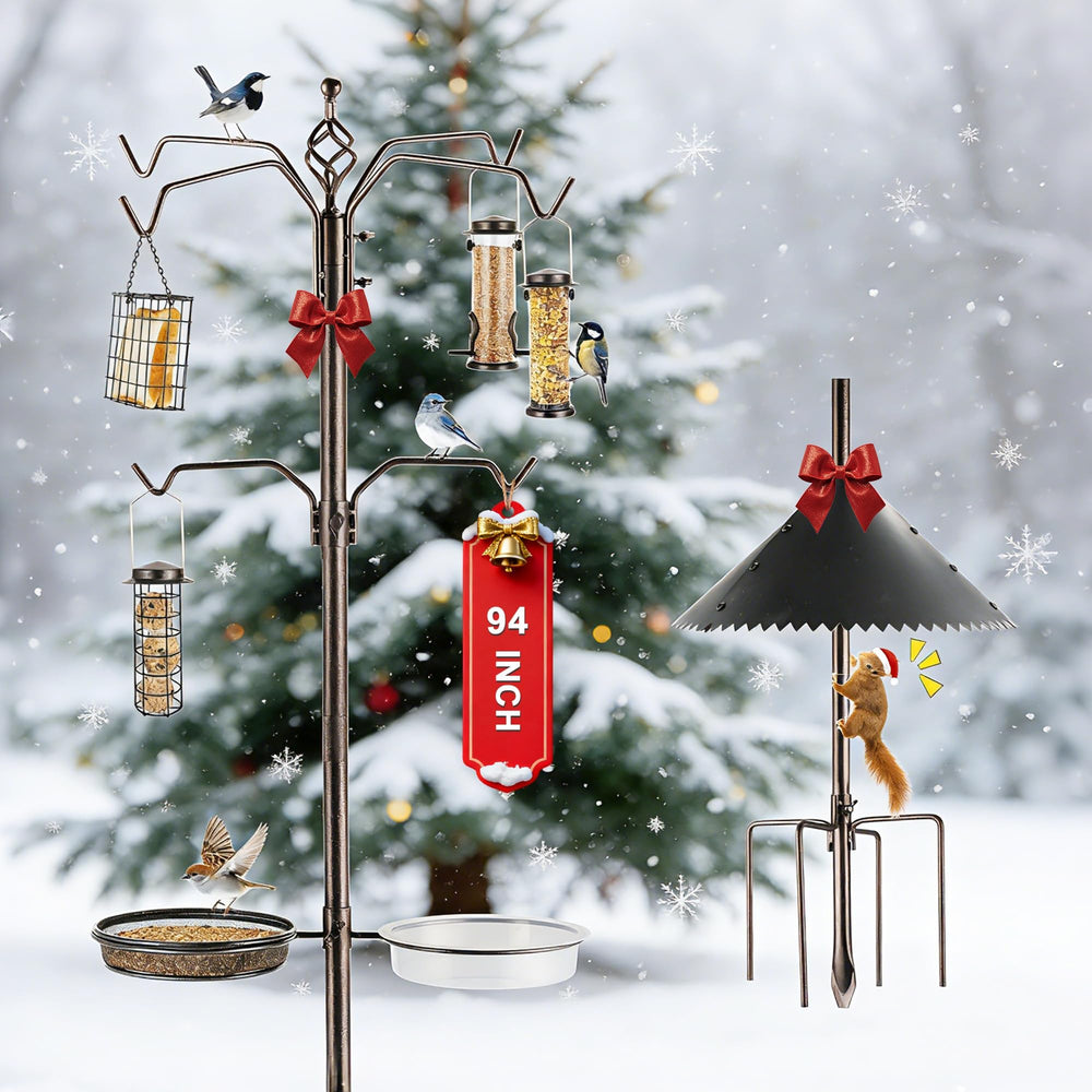 MIXXIDEA Bird Feeder Station Kit overview with various bird food types