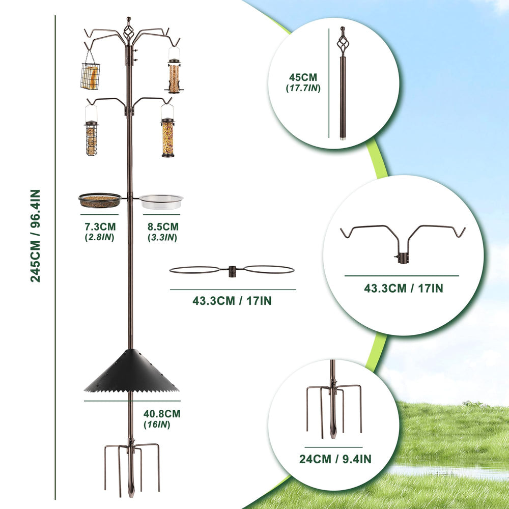 MIXXIDEA Bird Feeder Station Kit showing squirrel baffle feature