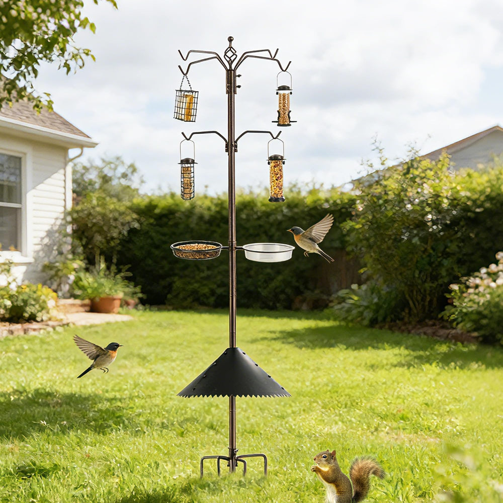 MIXXIDEA Bird Feeder Station Kit with multiple feeders and suet cage