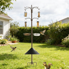 MIXXIDEA Bird Feeder Station Kit with multiple feeders and suet cage