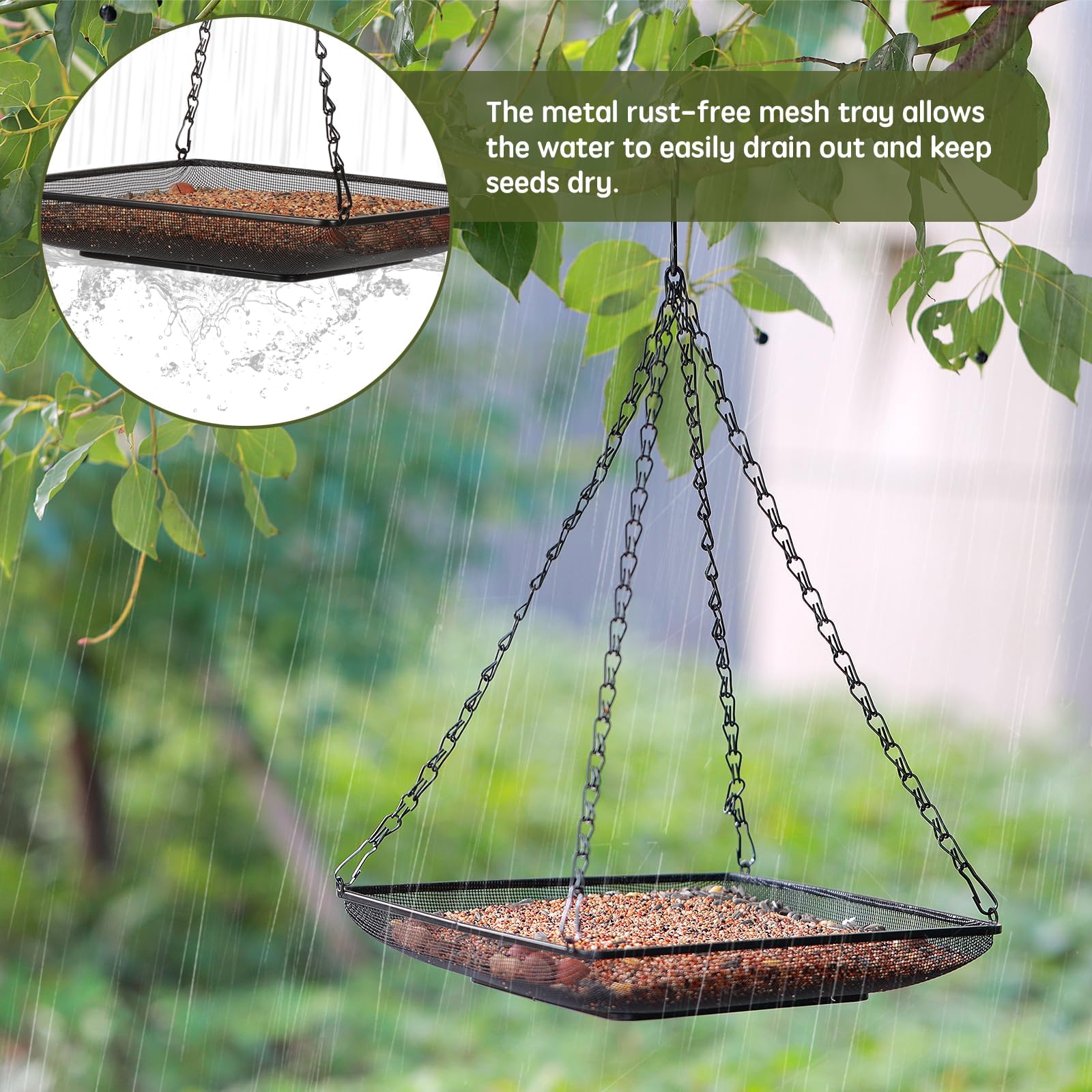 MIXXIDEA bird feeder tray in outdoor garden setting