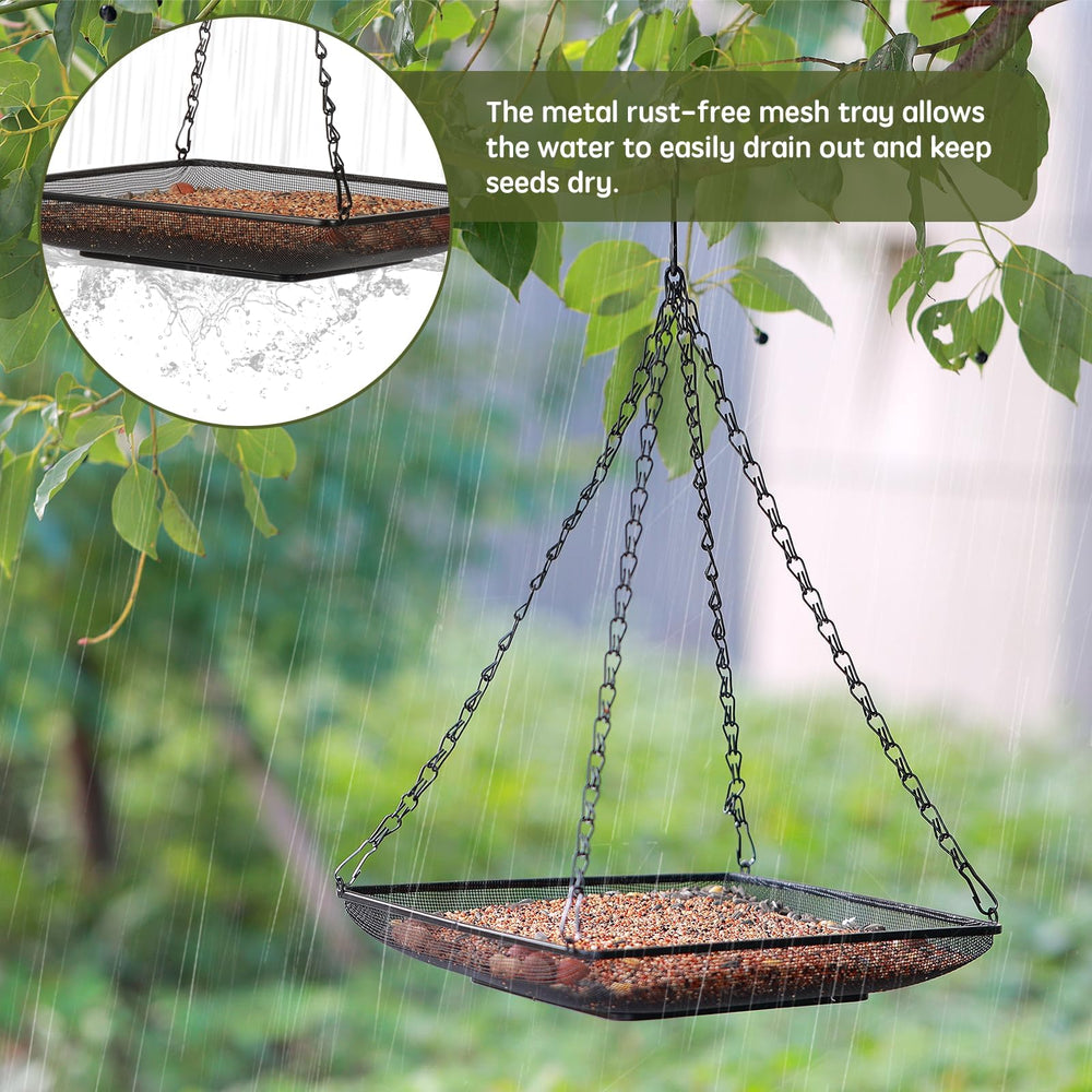 MIXXIDEA bird feeder tray in outdoor garden setting