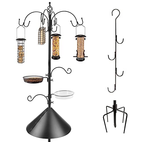 MIXXIDEA Bird Feeding Station Kit with bronze finish and multiple feeders
