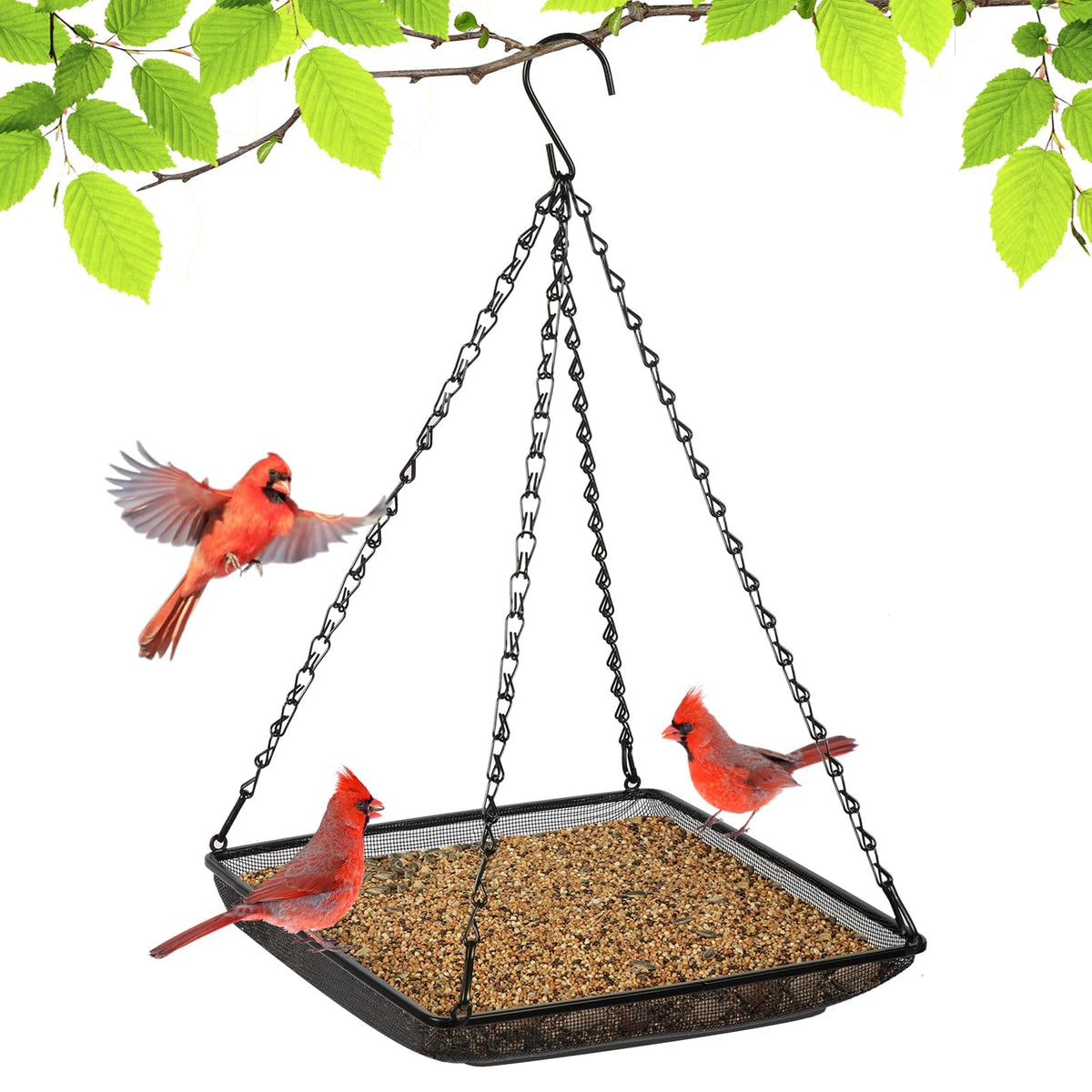 MIXXIDEA Hanging Bird Feeder Tray 11x11 inches front view