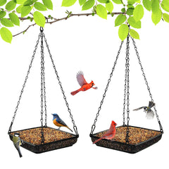 MIXXIDEA Hanging Bird Feeder Tray front view with chains