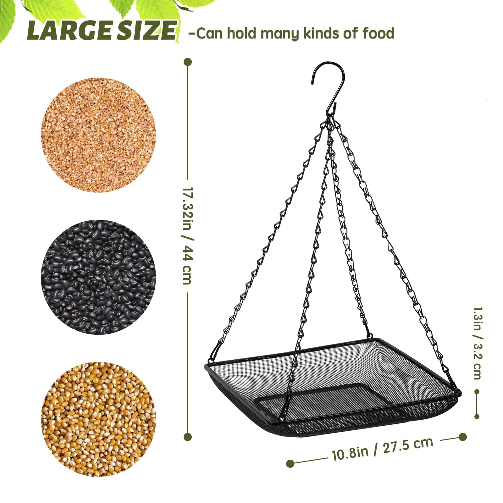 MIXXIDEA Hanging Bird Feeder Tray with seeds on a table