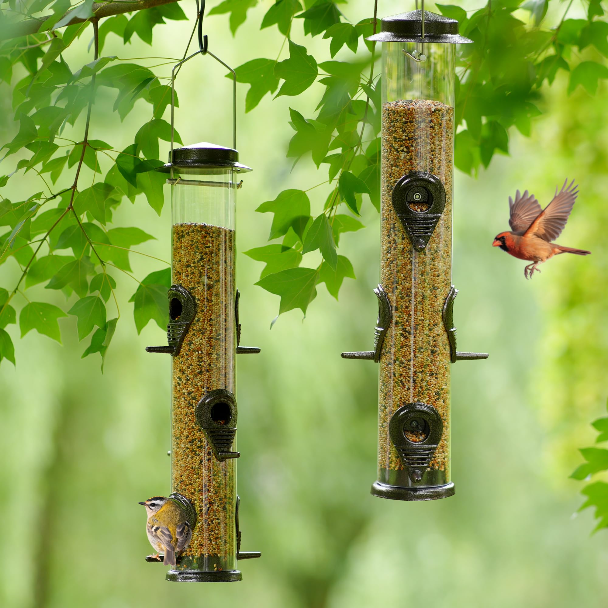 MIXXIDEA Metal Bird Feeder with transparent seed bin
