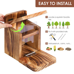 MIXXIDEA Wooden Squirrel Feeder Box with nails