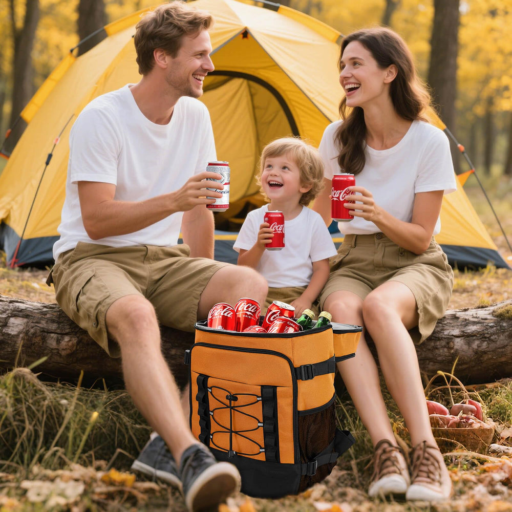 MIYCOO Cooler Backpack open showing snacks and drinks inside