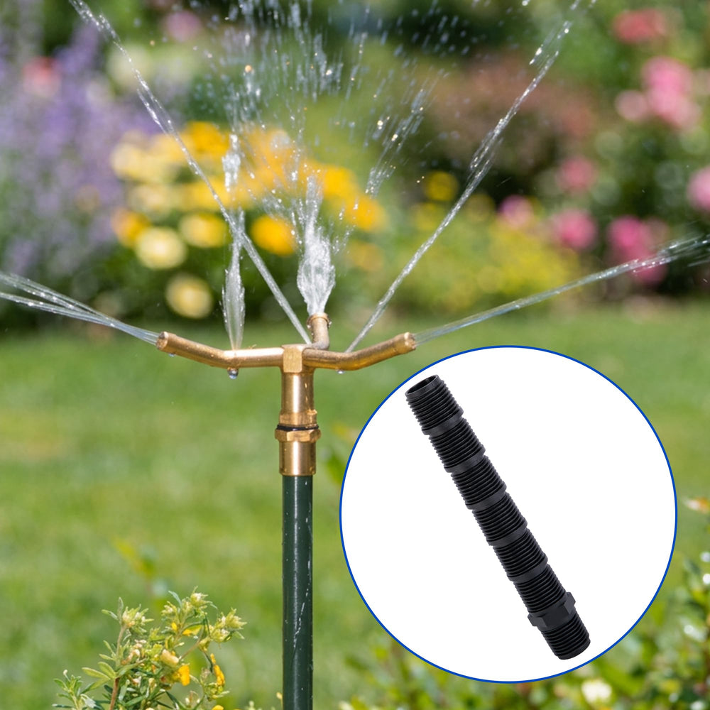 Mizelu connectors displayed with various garden irrigation equipment