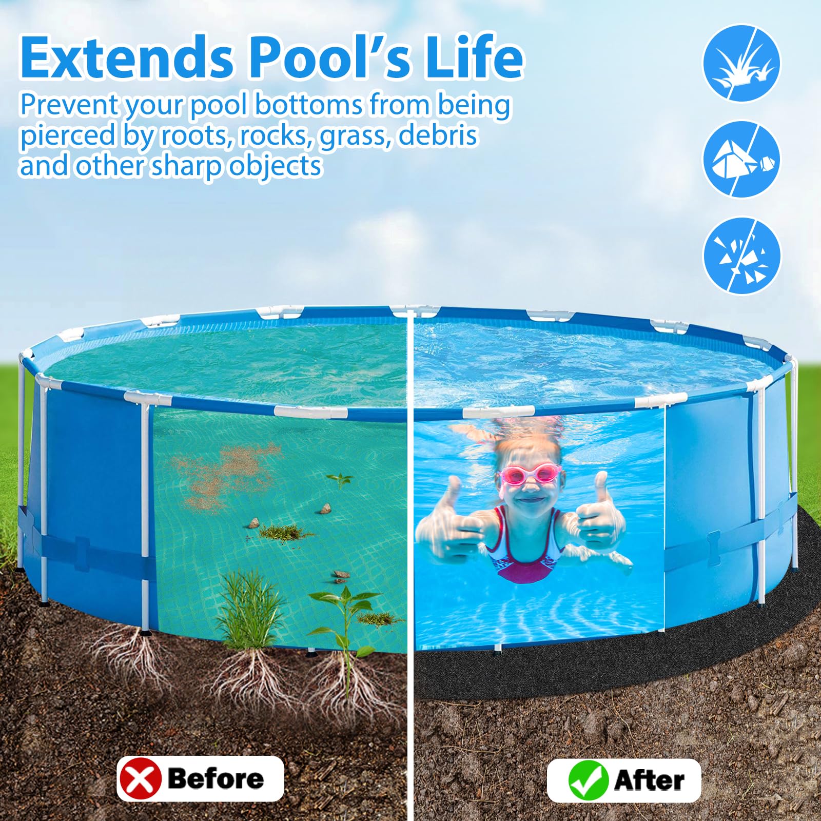 MJZ 15 FT Pool Liner Pad packaging
