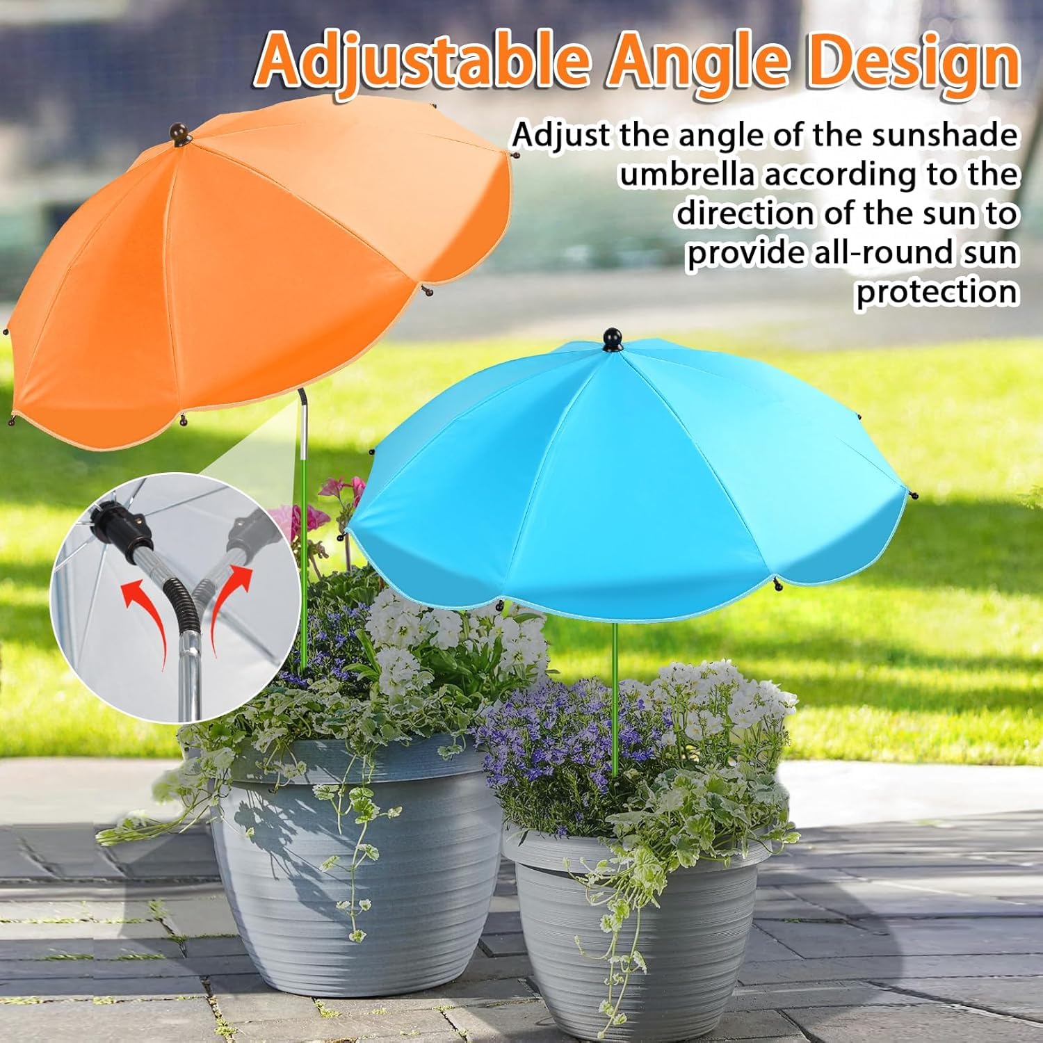 MJZ 8Pcs Plant Umbrellas assembled in garden setting