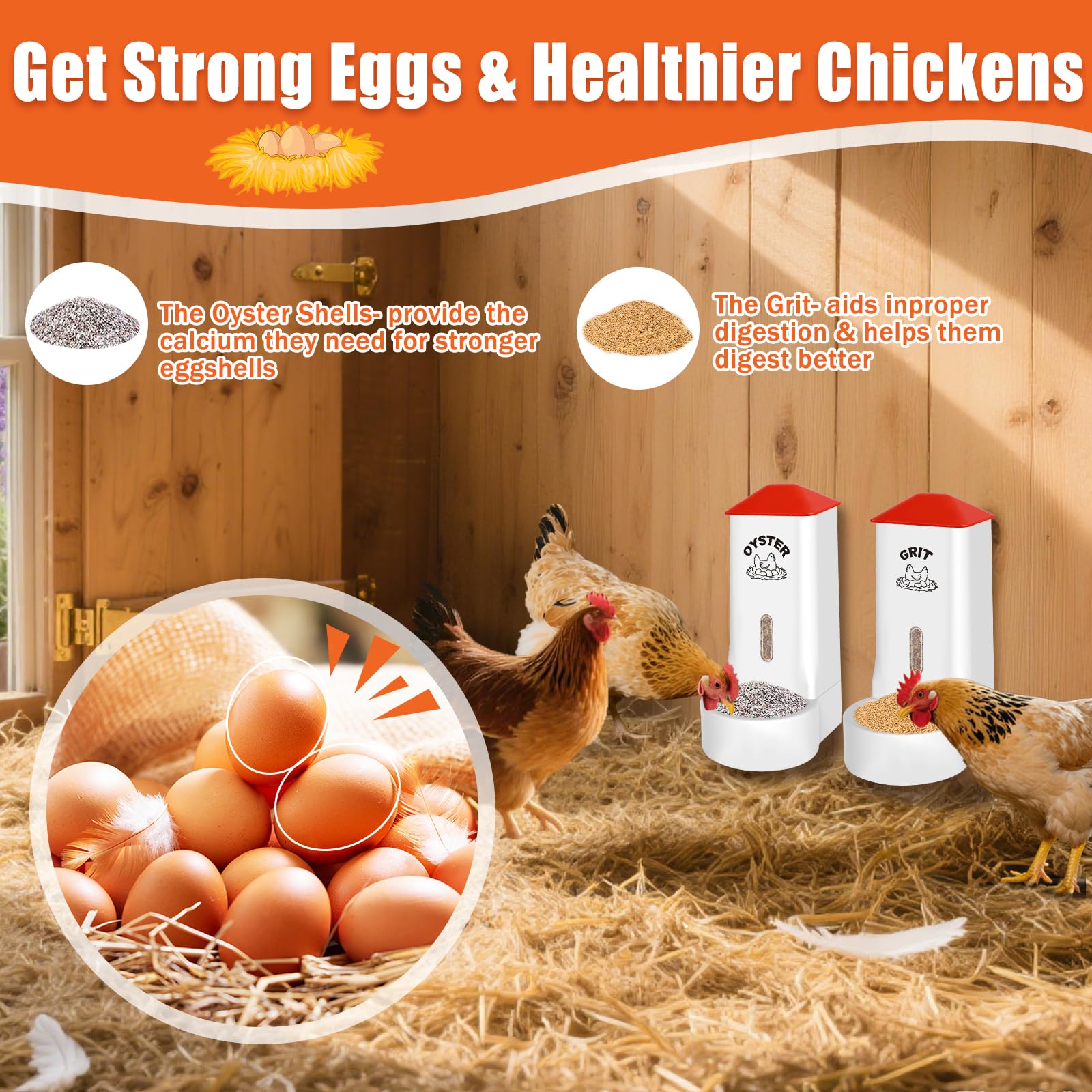 MJZ Chicken Grit Feeder showing various types of feed