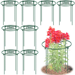 MJZ Peony Cages and Supports 8 Pack green metal support with grid top