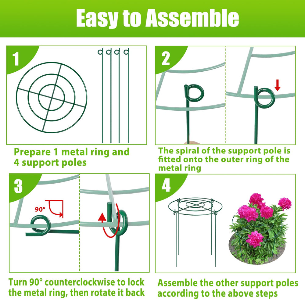 MJZ Peony Cages supporting healthy growing plants