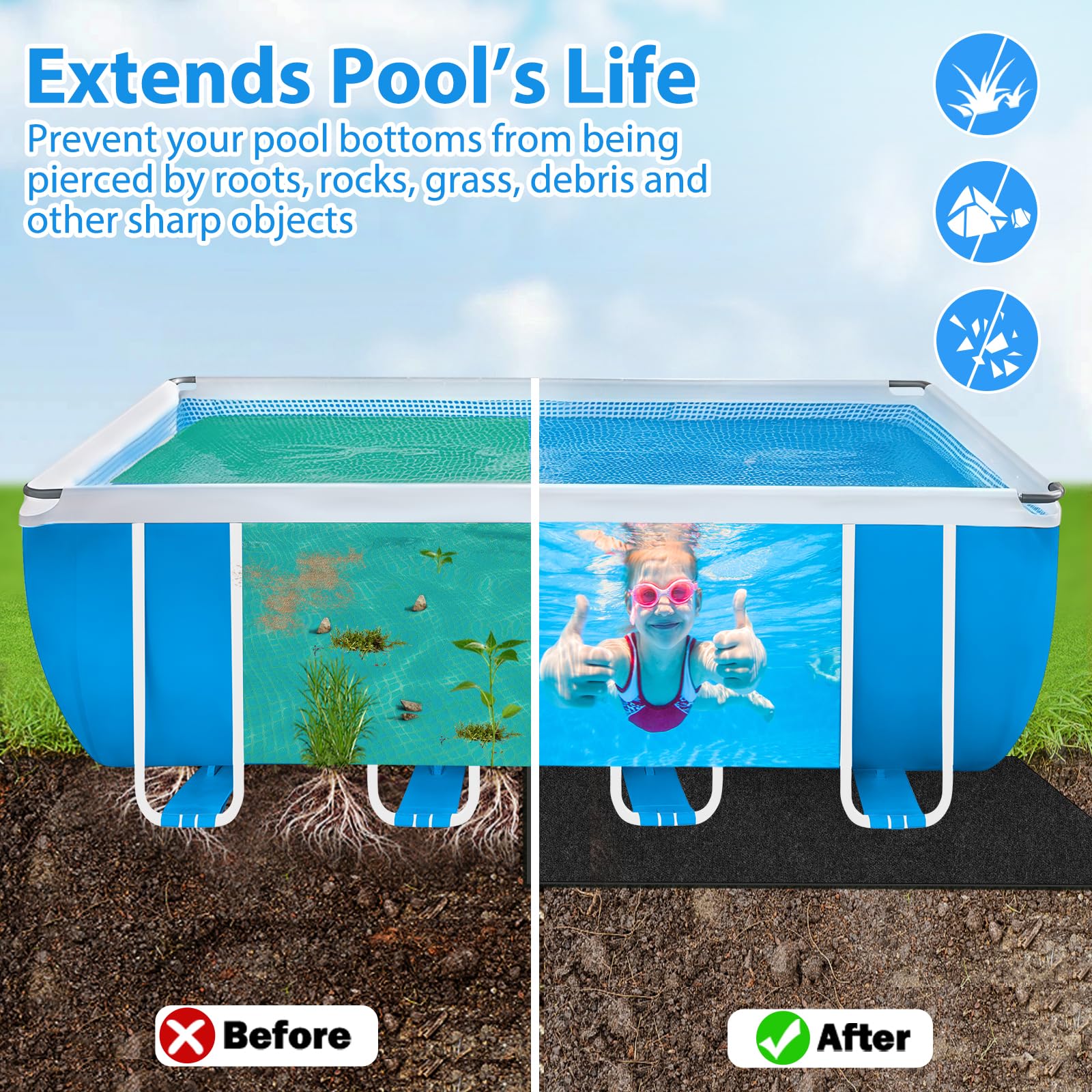 MJZ pool liner pad showcasing thickness