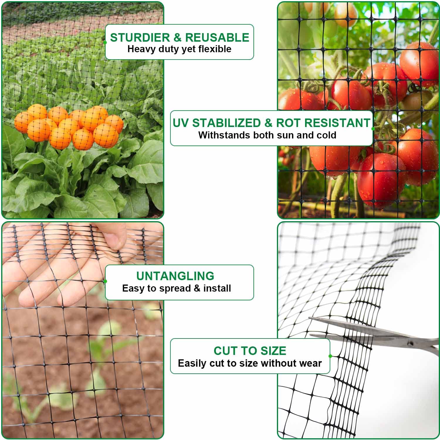 Mklsit heavy-duty garden netting in black
