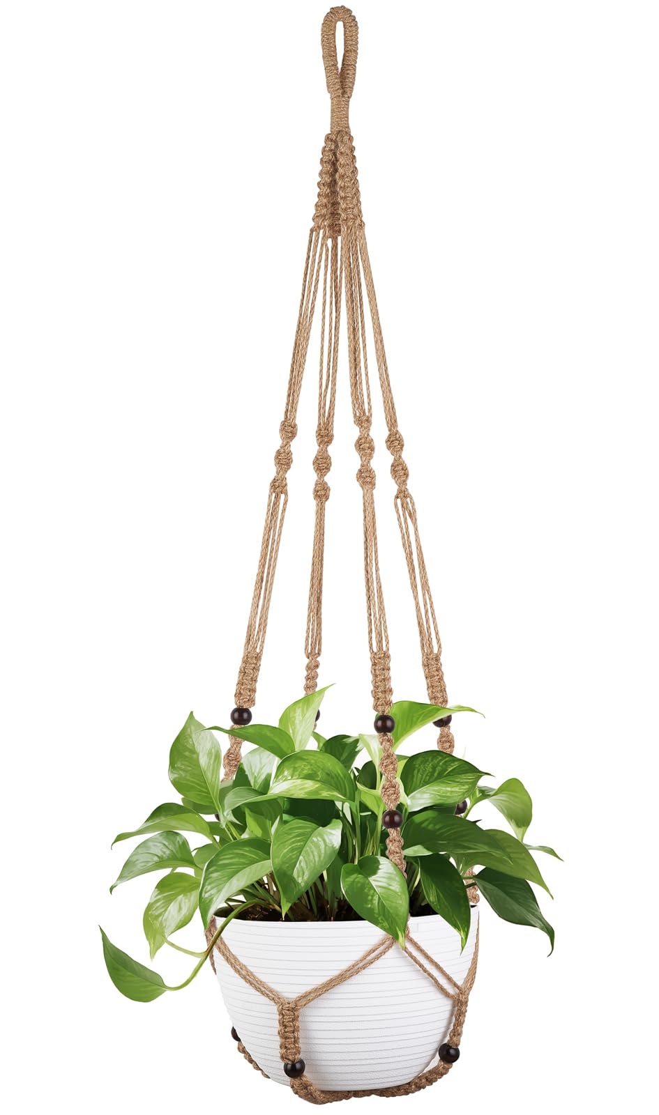 Mkono 43 Inch Macrame Plant Hanger brown jute close-up