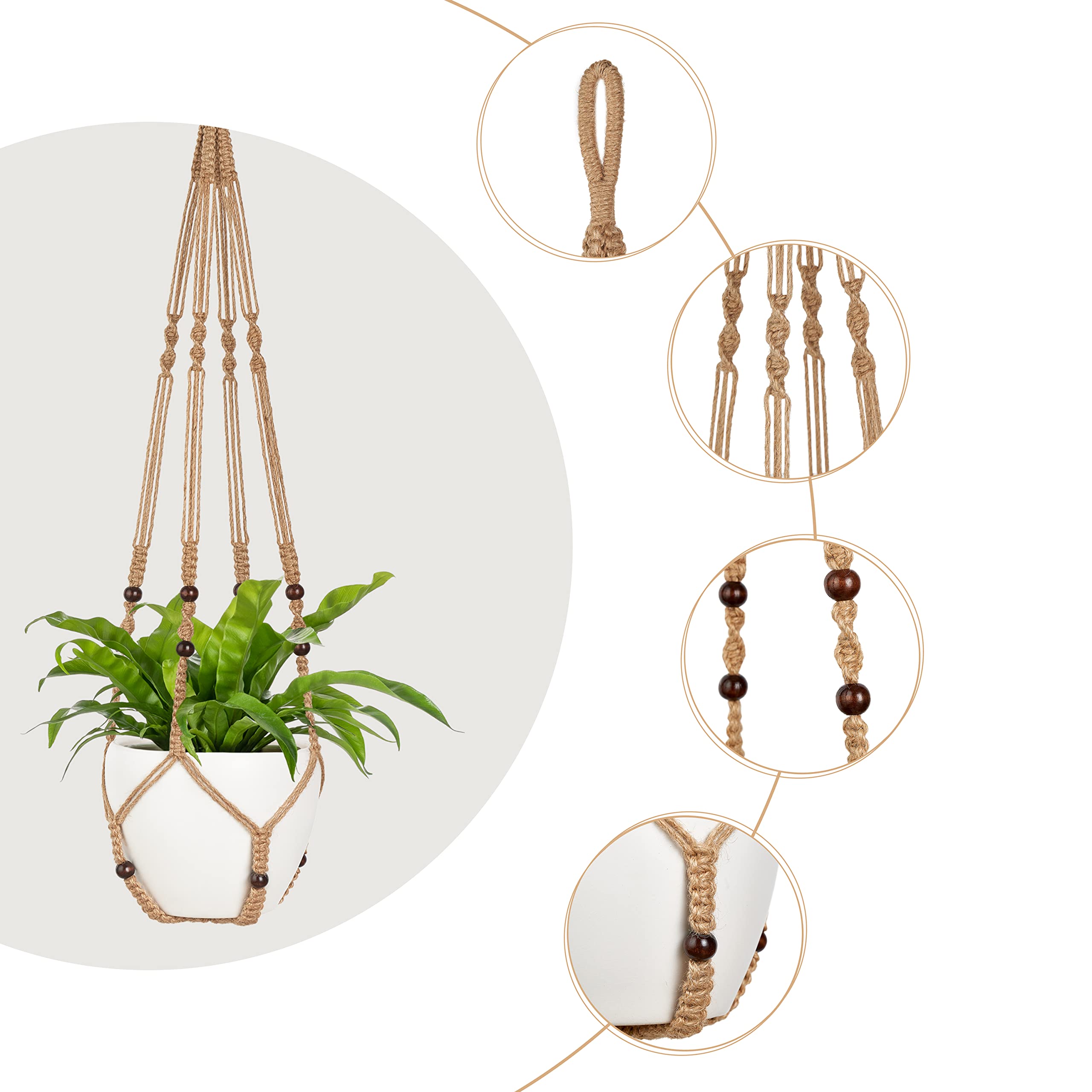 Mkono 43-inch macrame plant hanger in a living room setting
