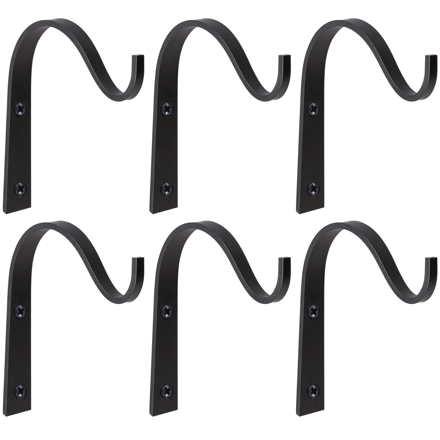 Mkono 6 pack black iron wall hooks with screws for hanging