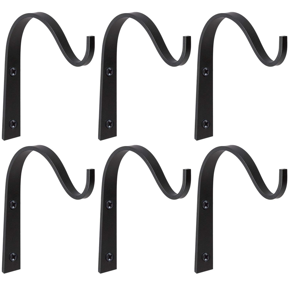 Mkono 6 pack black iron wall hooks with screws for hanging