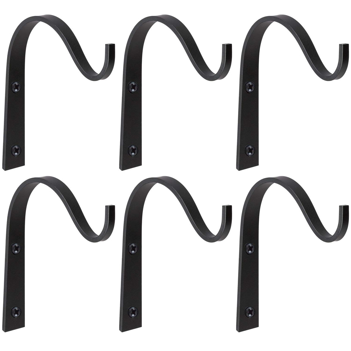 Mkono 6 pack black iron wall hooks with screws for hanging