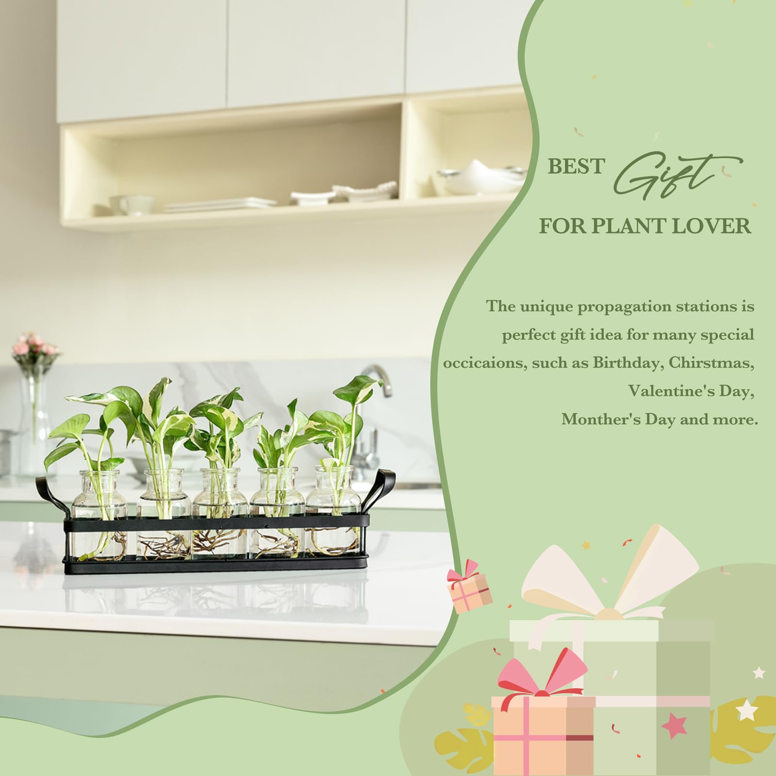 Mkono black metal stand for propagation station