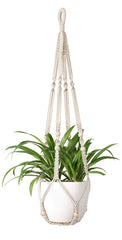 Mkono Macrame Plant Hanger 35 Inch Ivory front view