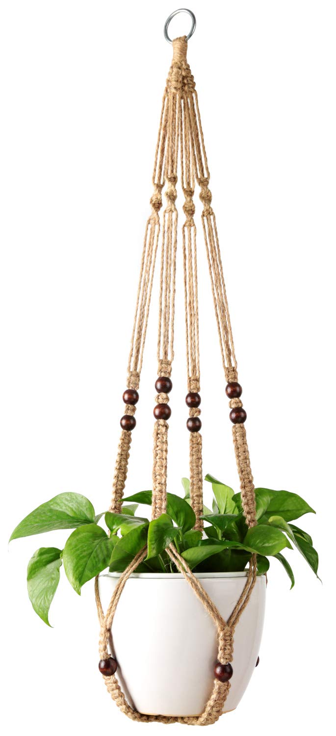 Mkono macrame plant hanger 35 inch jute material front view