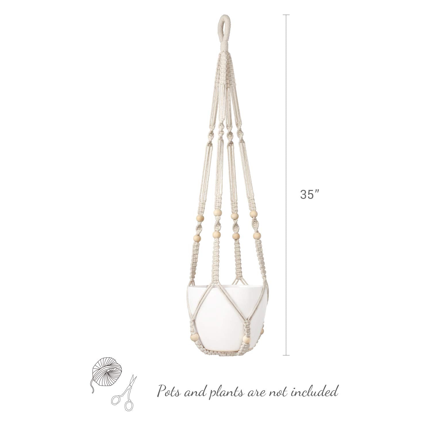 Mkono Macrame Plant Hanger 35 Inch with an assortment of plants