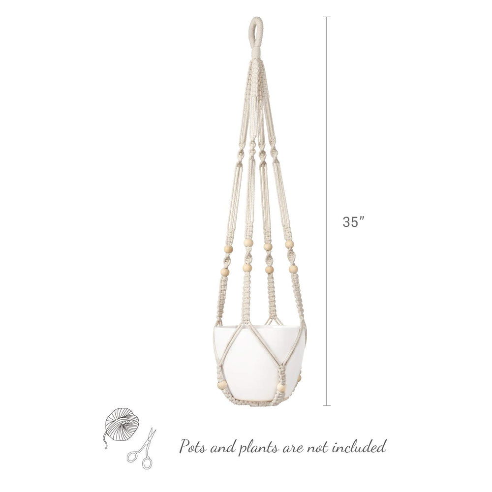 Mkono Macrame Plant Hanger 35 Inch with an assortment of plants