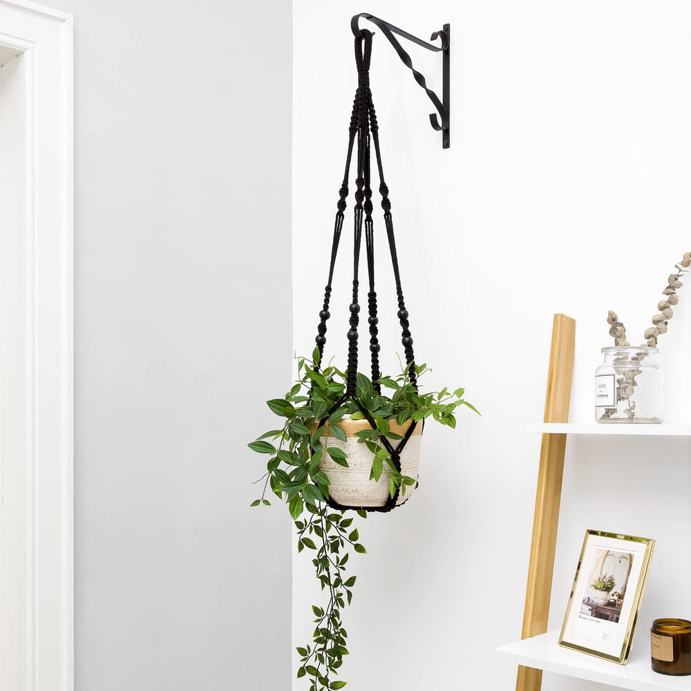 Mkono macrame plant hanger black cotton hanging with plant