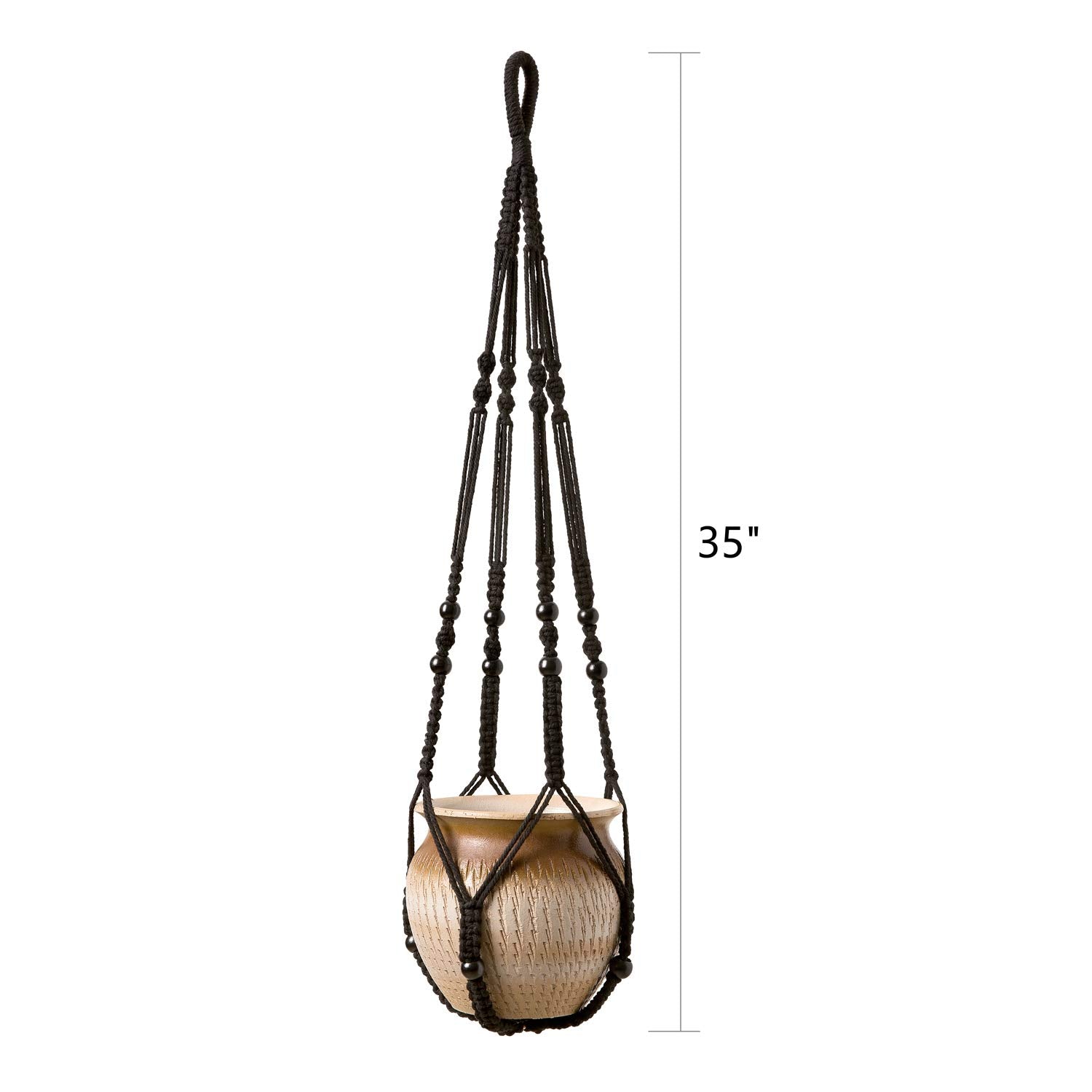 Mkono macrame plant hanger black cotton outdoors with plants