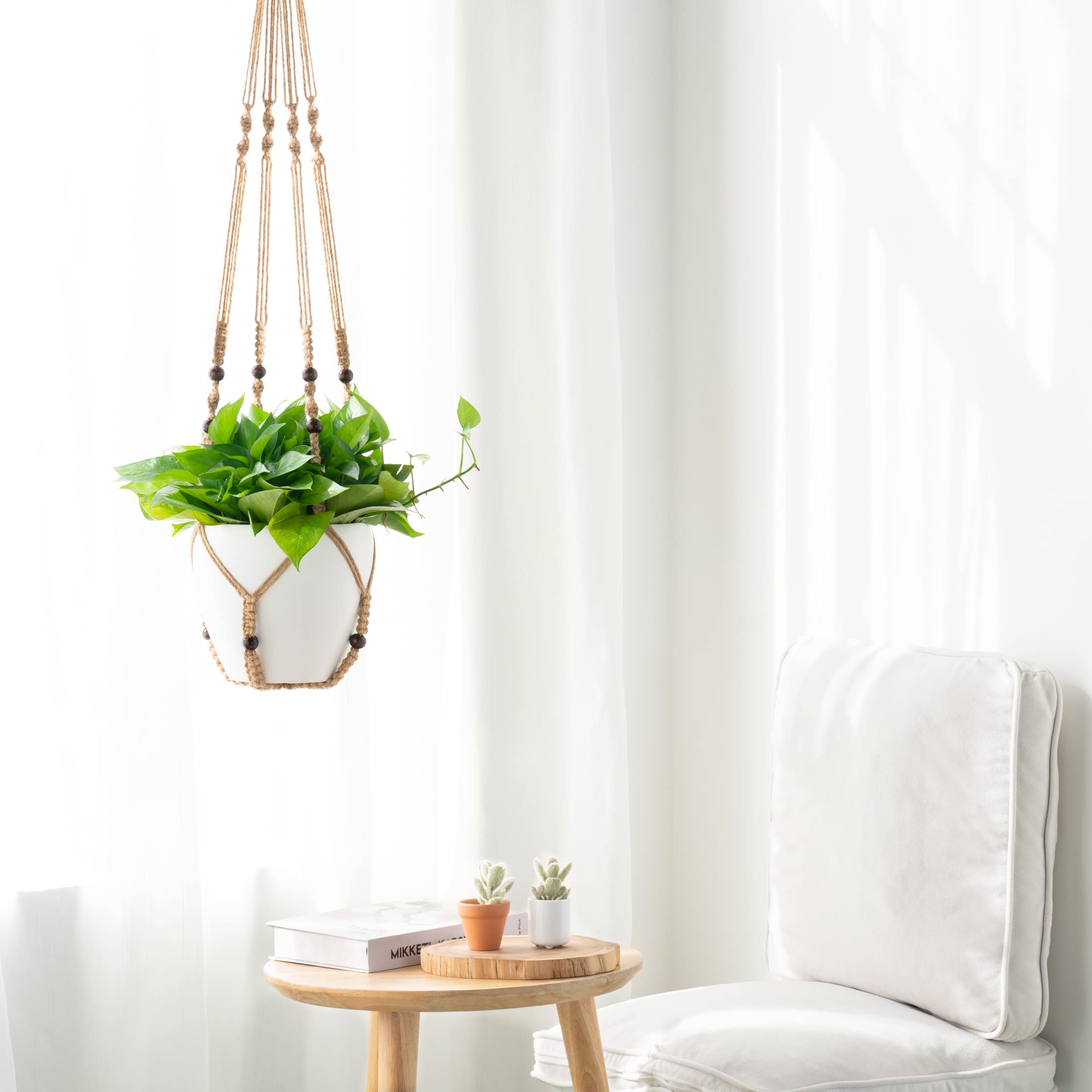 Mkono Macrame Plant Hanger with indoor plant