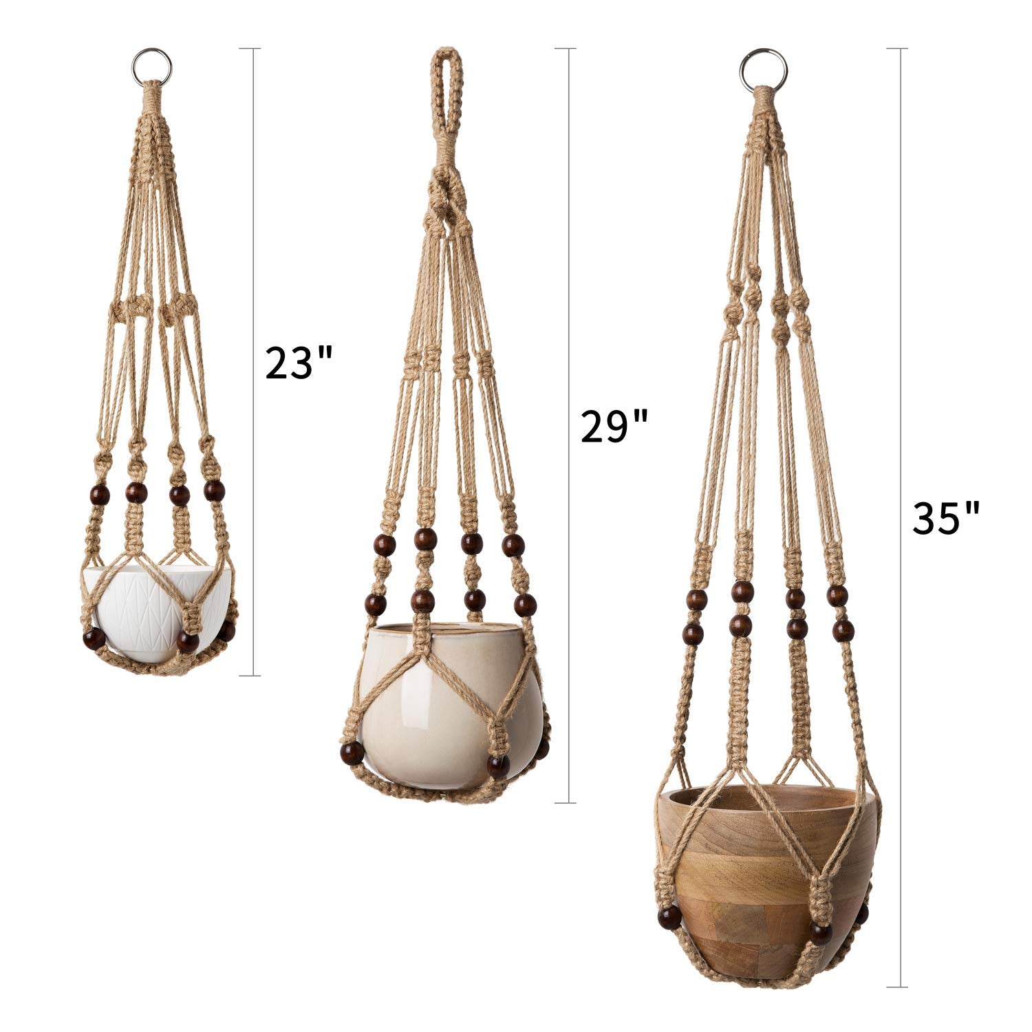 Mkono macrame plant hangers arranged in a living room setting