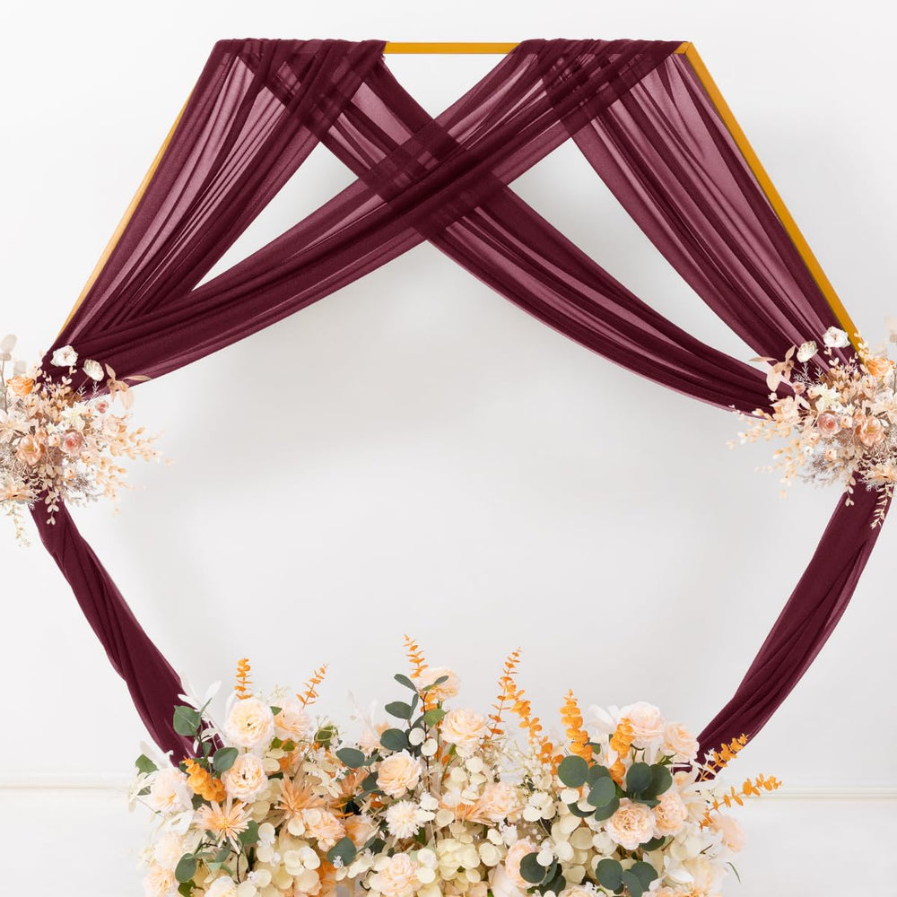 MLMC Burgundy Sheer Gauze draping across a window