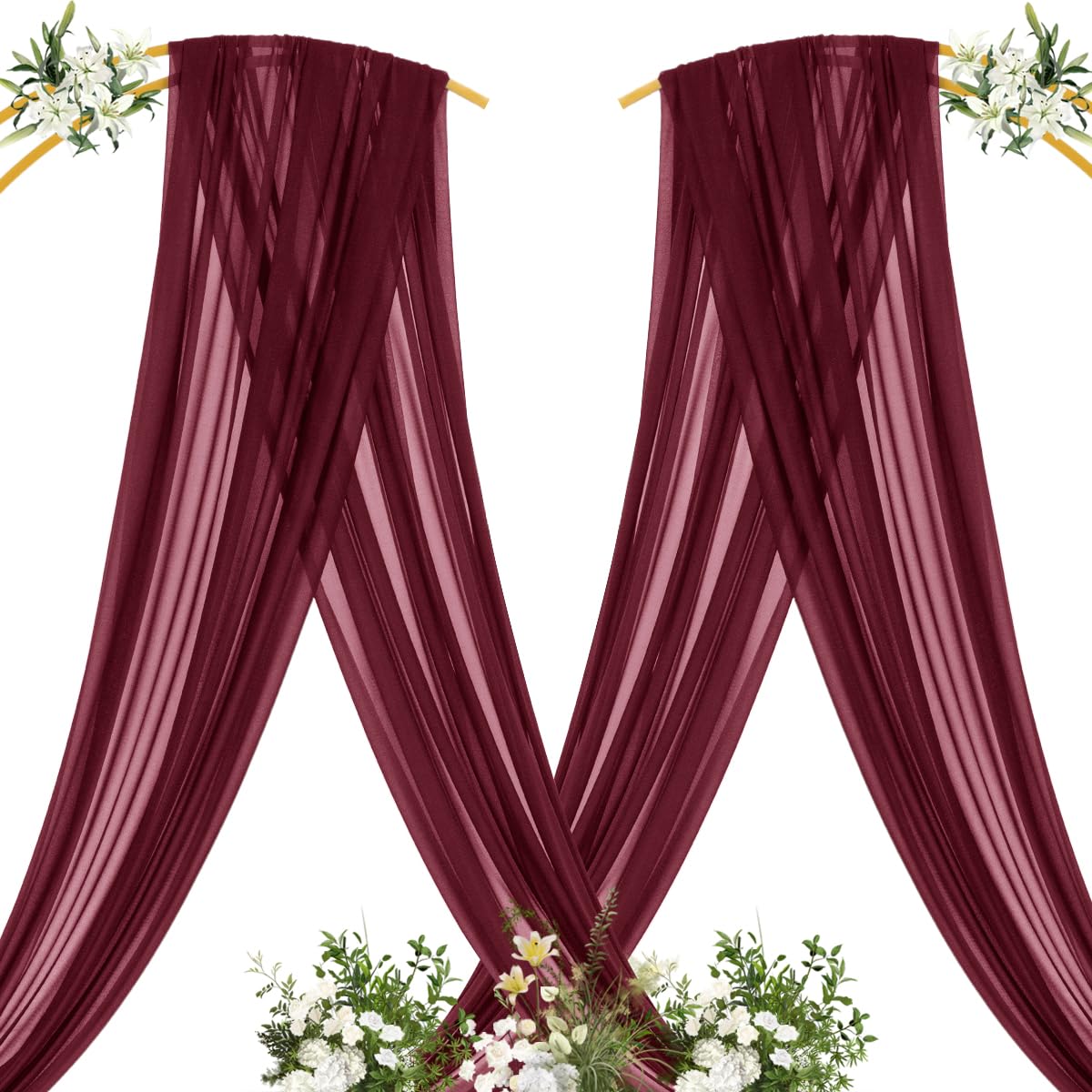 MLMC draping fabric used in a wedding arch setup