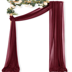 MLMC Sheer Gauze Wedding Arch Draping Fabric Burgundy front view