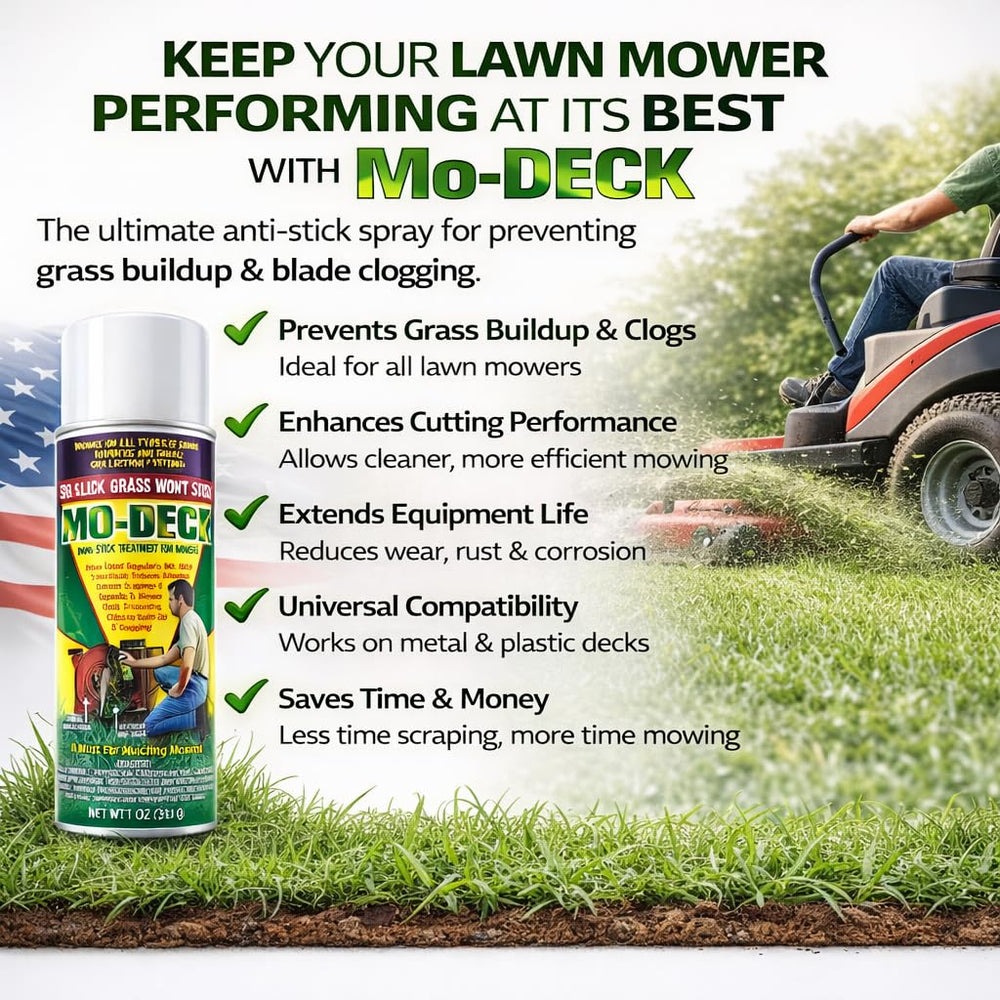 Mo Deck Nonstick Lawn Mower Spray application process