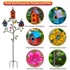 MOCOME birdhouse with vibrant colours in garden setting