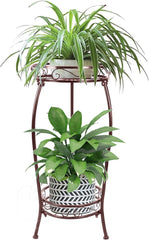 MOCORY Plant Stand 2 Tier brown model front view