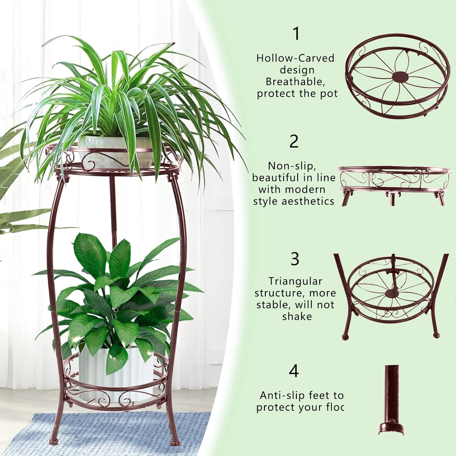 MOCORY Plant Stand 2 Tier displaying flowers