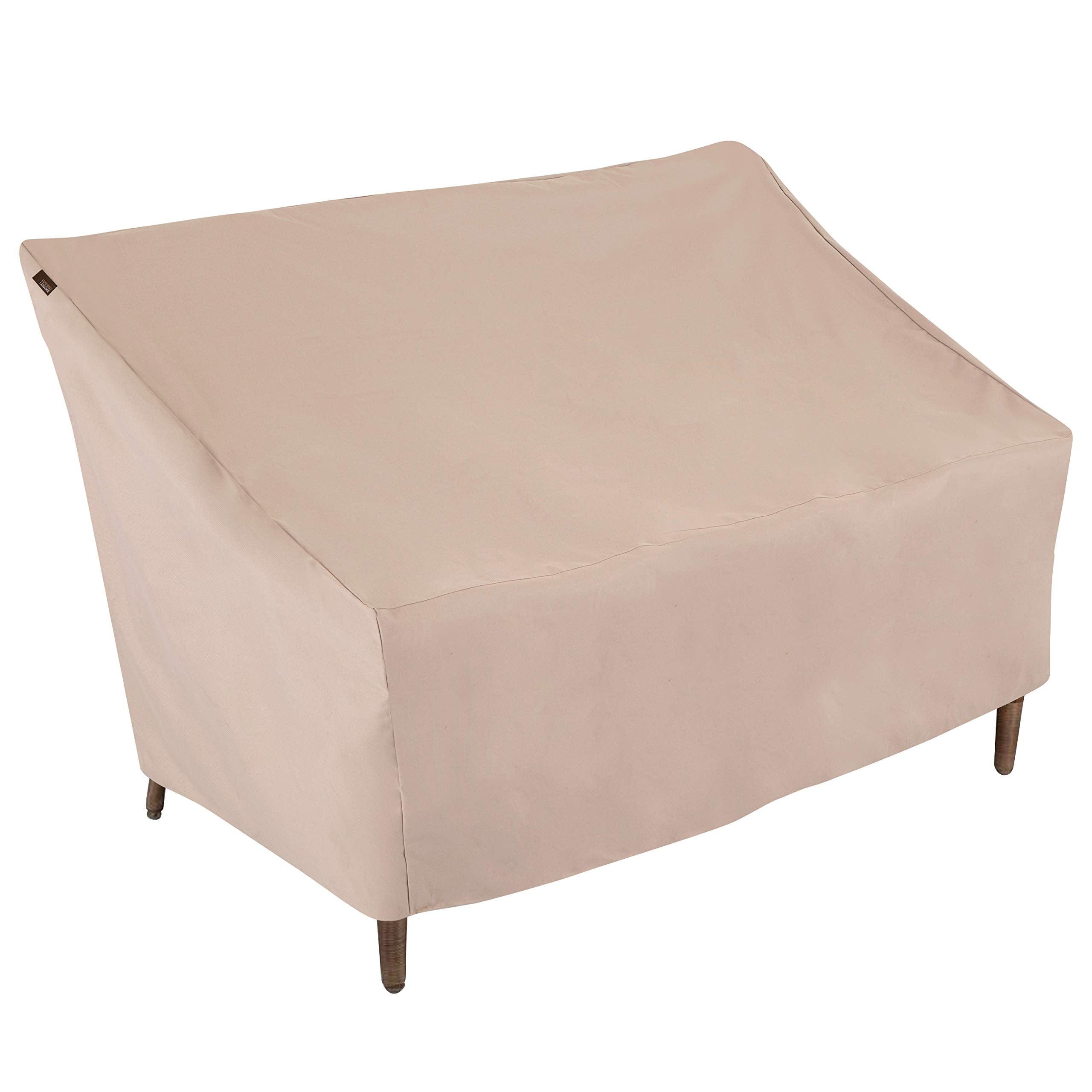 MODERN LEISURE Chalet Patio Loveseat Cover front view in beige