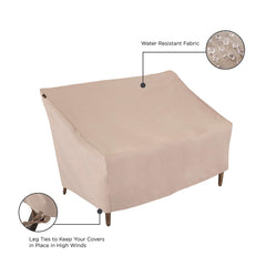 MODERN LEISURE Chalet Patio Loveseat Cover on a loveseat outdoors