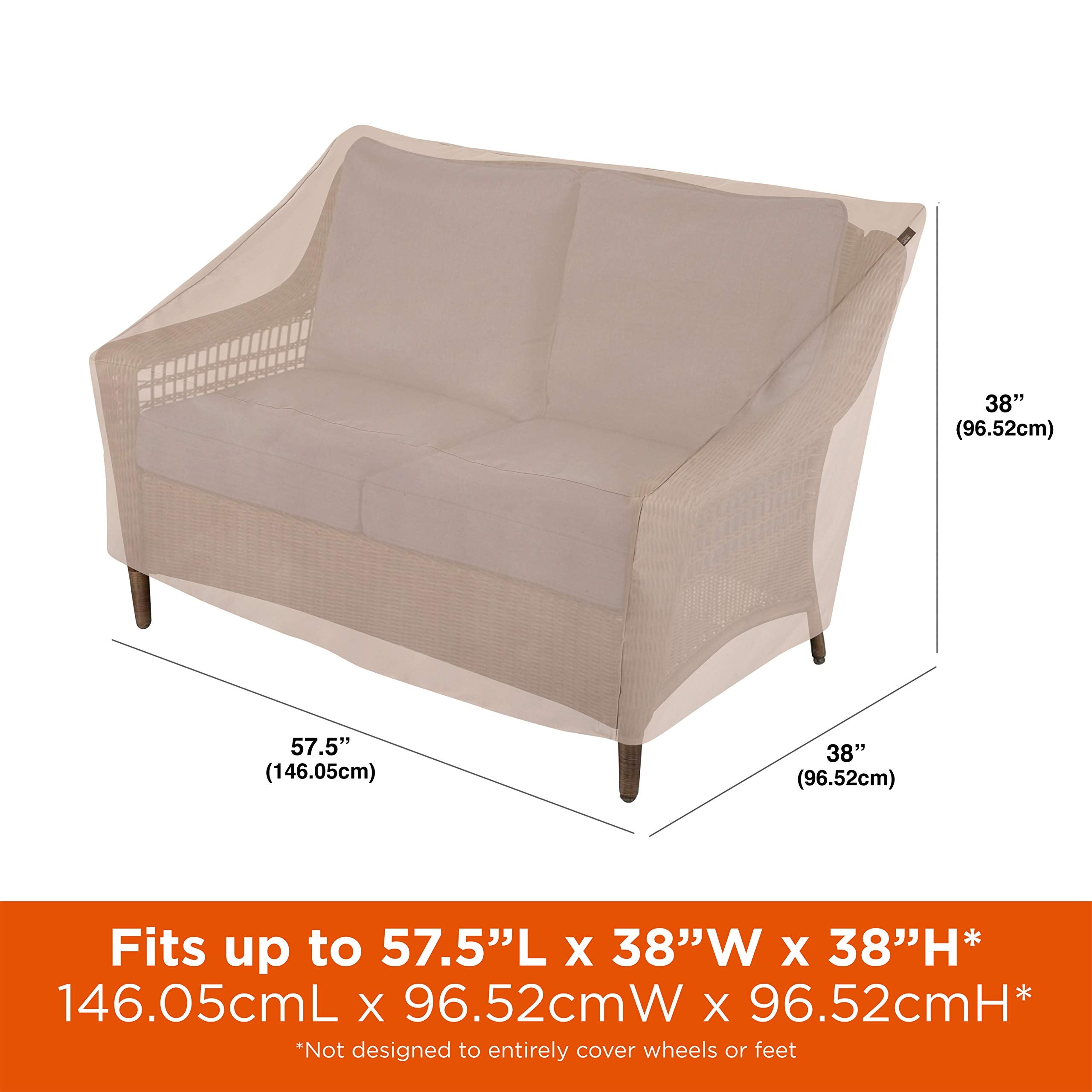MODERN LEISURE Chalet Patio Loveseat Cover side view with tie closures